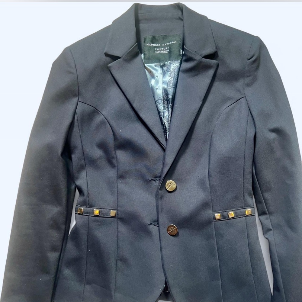 MaxMara Elegant Black Blazer with Gold Accents